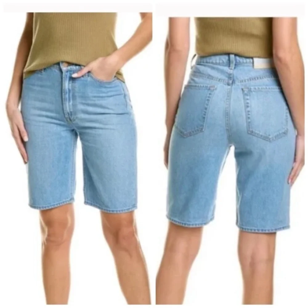 NWT MOTHER The Twizzy Knee Shorts Snacks High Rise Denim Shorts Size 26 - Picture 1 of 7
